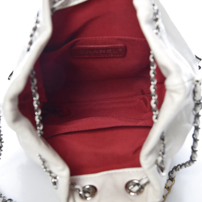 Chanel Aged Calfskin Quilted Small Gabrielle Bucket White Black 5 of 8