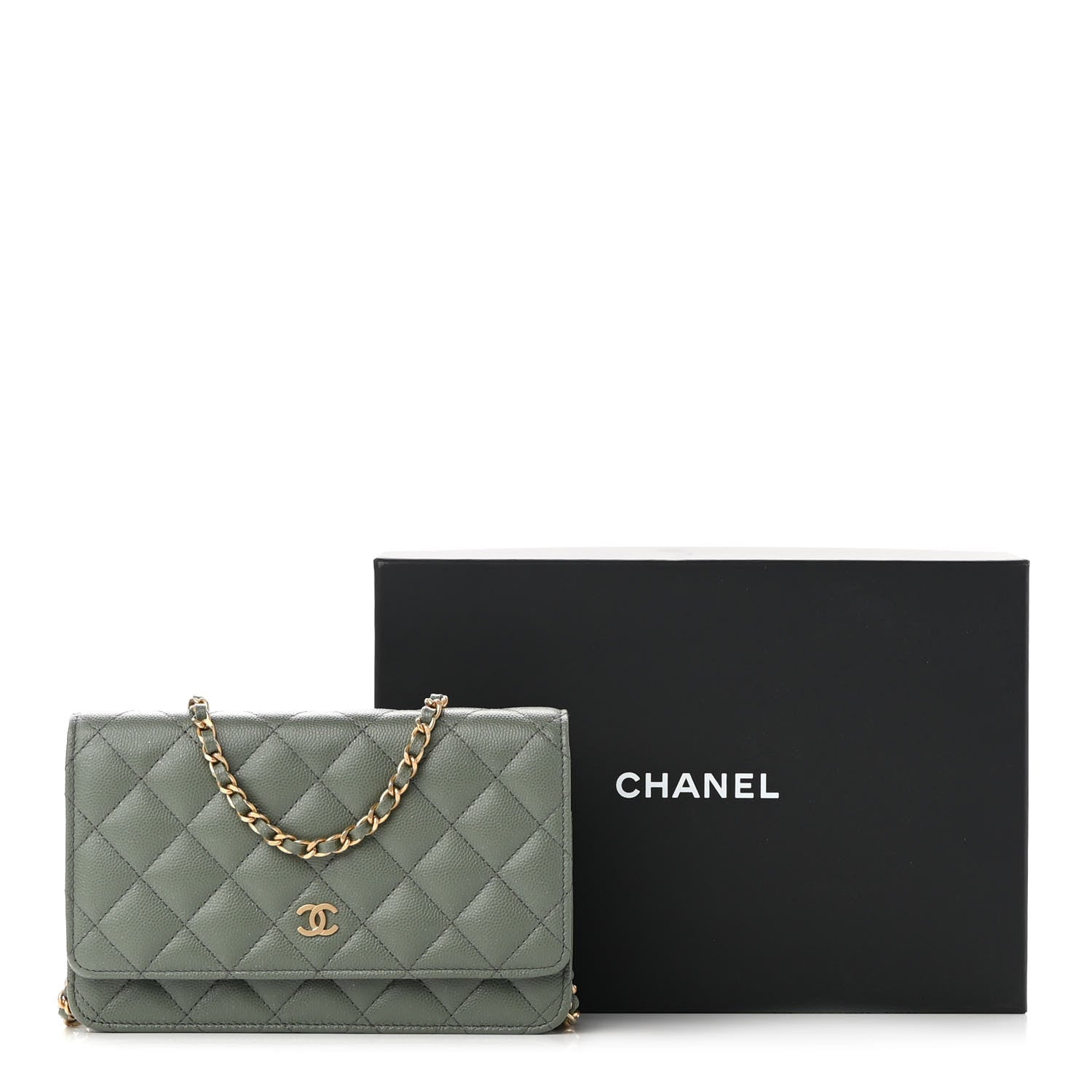 Chanel Iridescent Caviar Quilted Wallet On Chain WOC Green 10 of 11