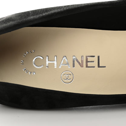 Chanel Suede Calfskin Cap Toe CC Pumps 39.5 Black 7 of 10