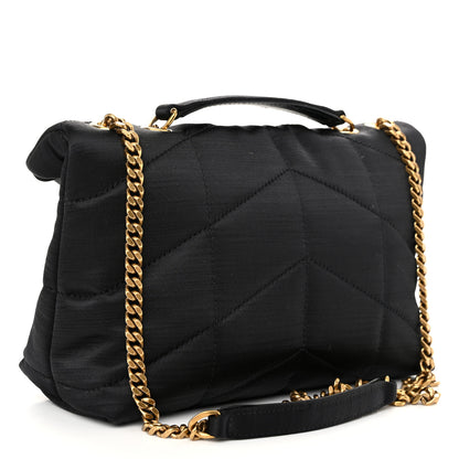 Saint Laurent Satin Quilted Toy Loulou Puffer Monogram Chain Satchel Black 3 of 10