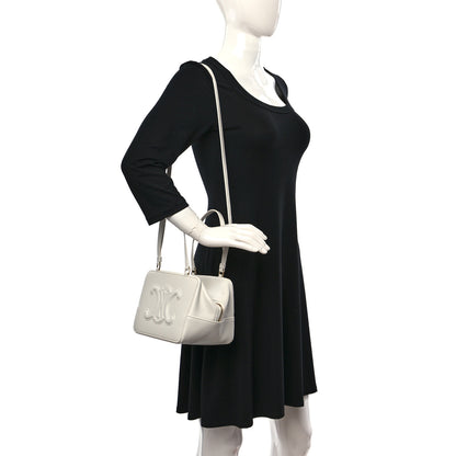 Celine Smooth Calfskin Cuir Triomphe Folded Cube Bag Arctic White 2 of 8