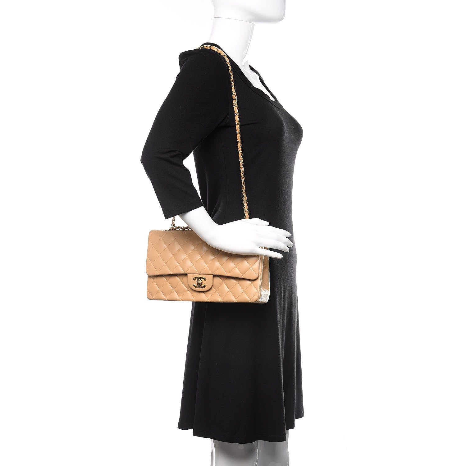 Chanel Lambskin Quilted Medium Double Flap Beige 2 of 13