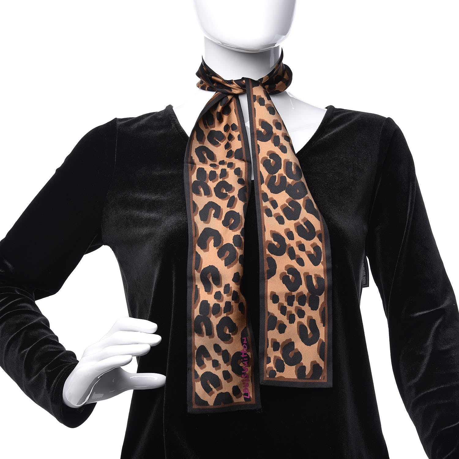 Louis Vuitton Silk Leopard Bandeau Scarf Marron 2 of 5