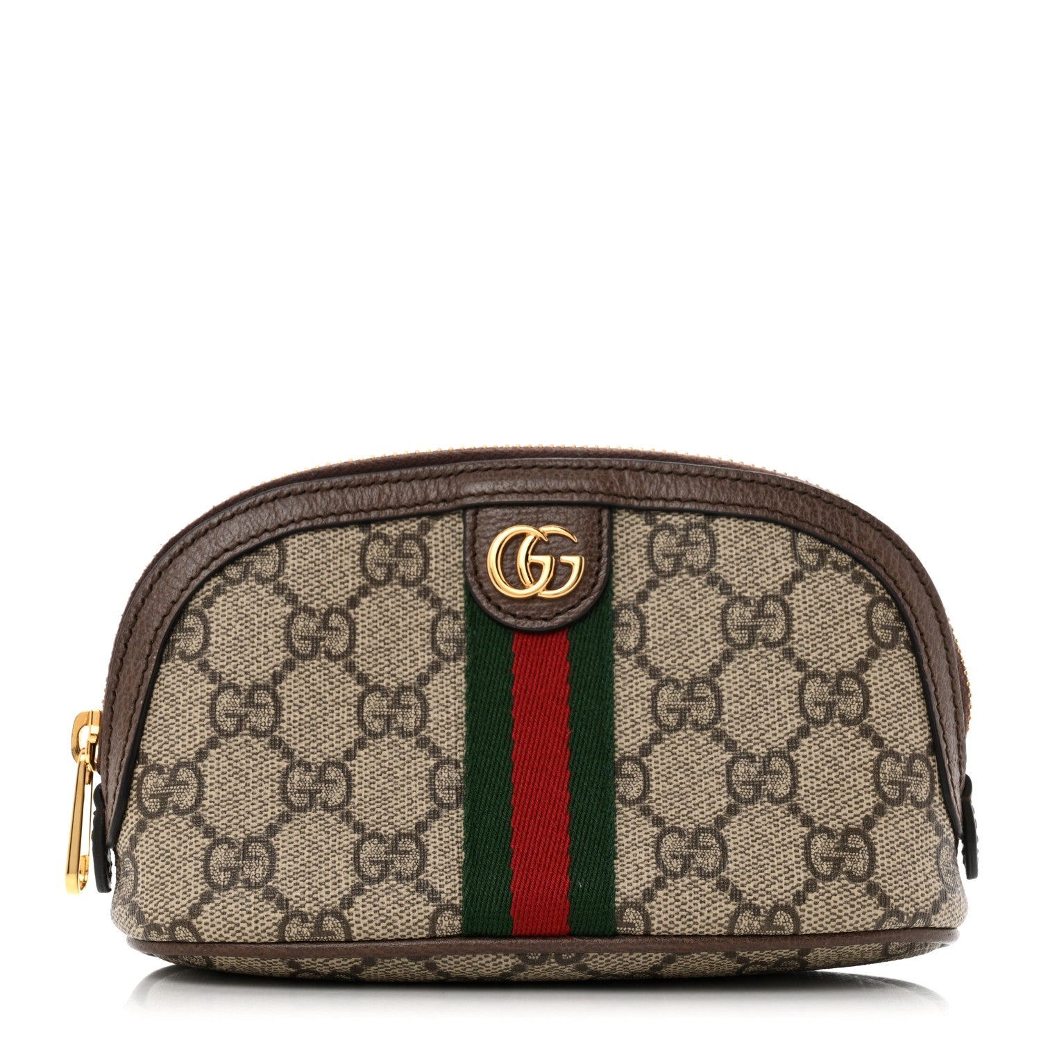 Gucci GG Supreme Monogram Textured Calfskin Web Medium Ophidia Cosmetic Case Beige Ebony New Acero 1 of 7