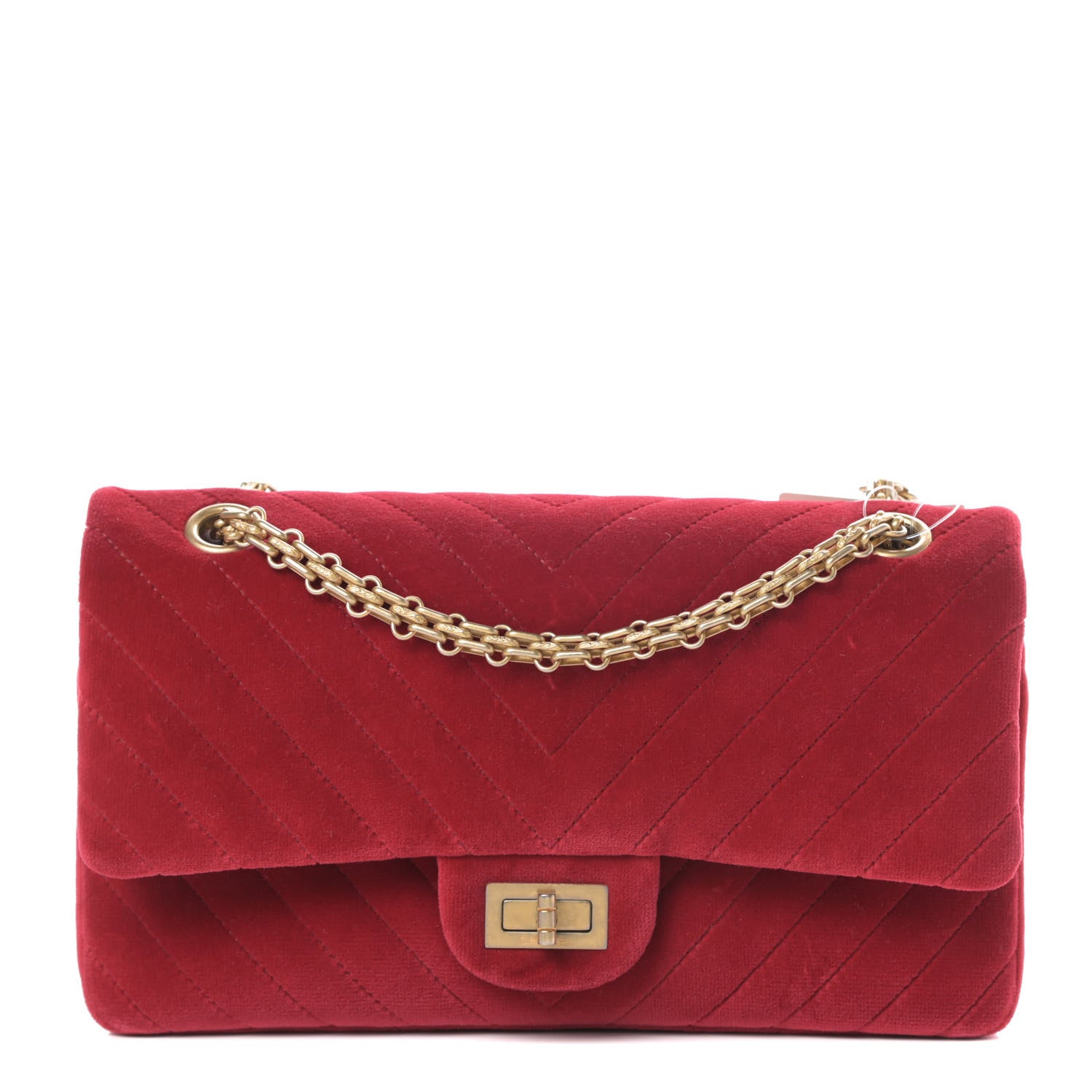 Chanel Velvet Chevron Quilted 2.55 Reissue 225 Flap Red 1 of 15