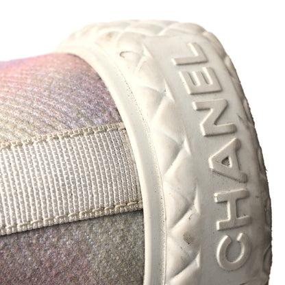 Chanel Printed Fabric High Top CC Sneakers 39 Green Pink Blue White 12 of 13