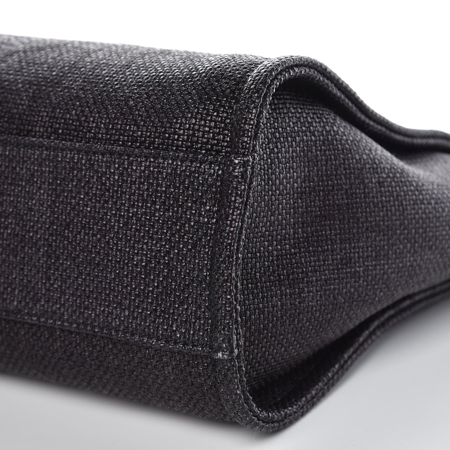 Woven Straw Raffia Small Deauville Tote Black