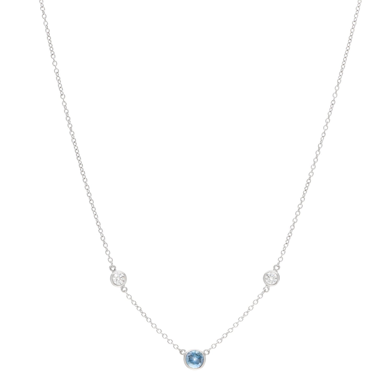 Tiffany Platinum Diamond Aquamarine Color by the Yard Necklace 1 of 7