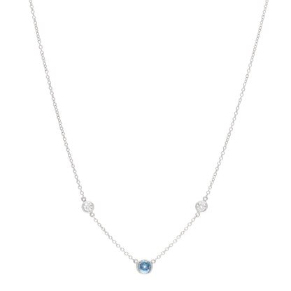 Tiffany Platinum Diamond Aquamarine Color by the Yard Necklace 1 of 7