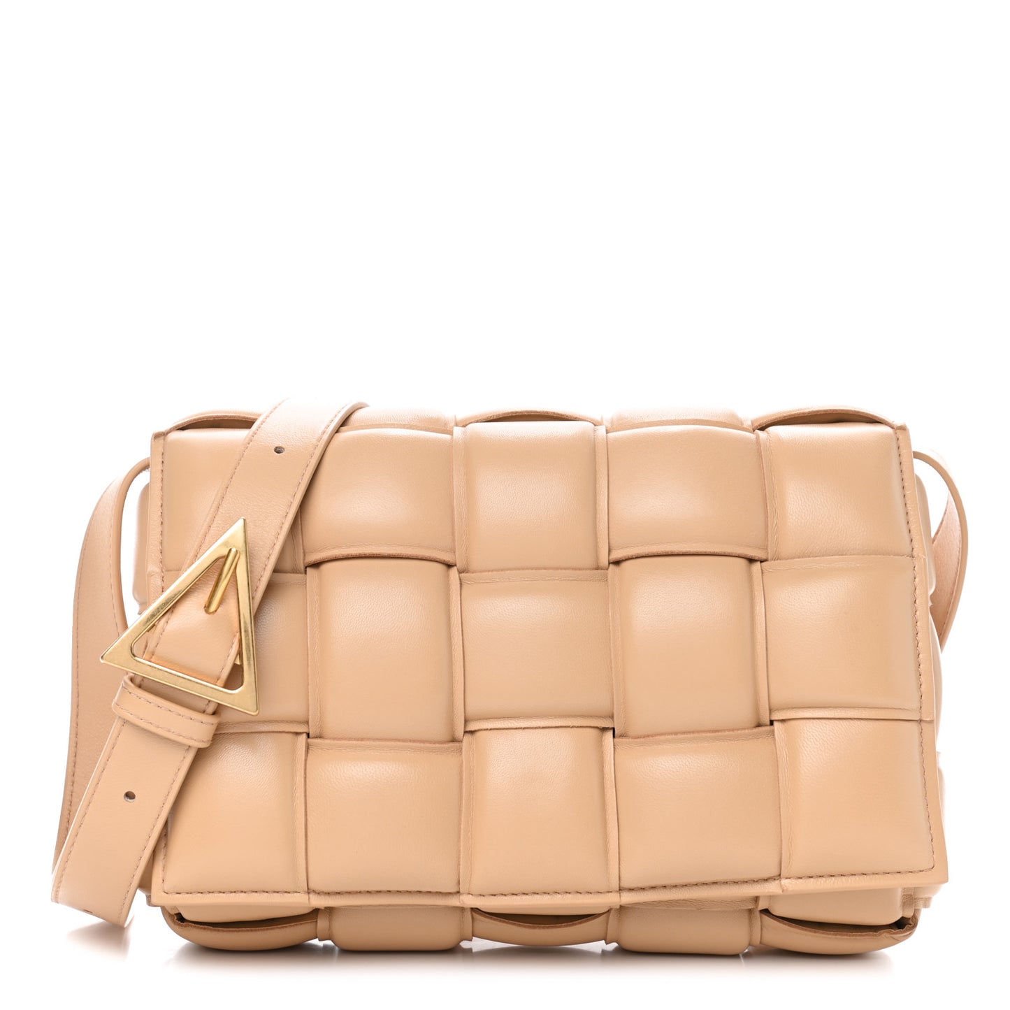Nappa Maxi Intreccio Padded Cassette Crossbody Bag Almond