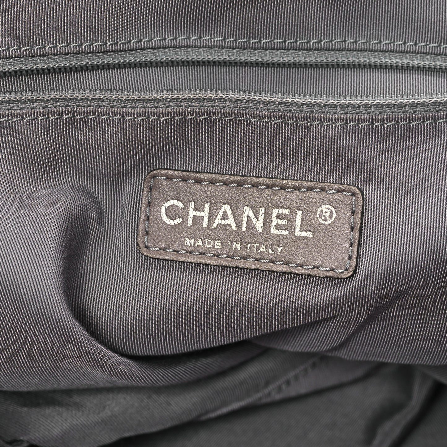 Metallic Cracked Calfskin Modern Chain Tote Dark Silver