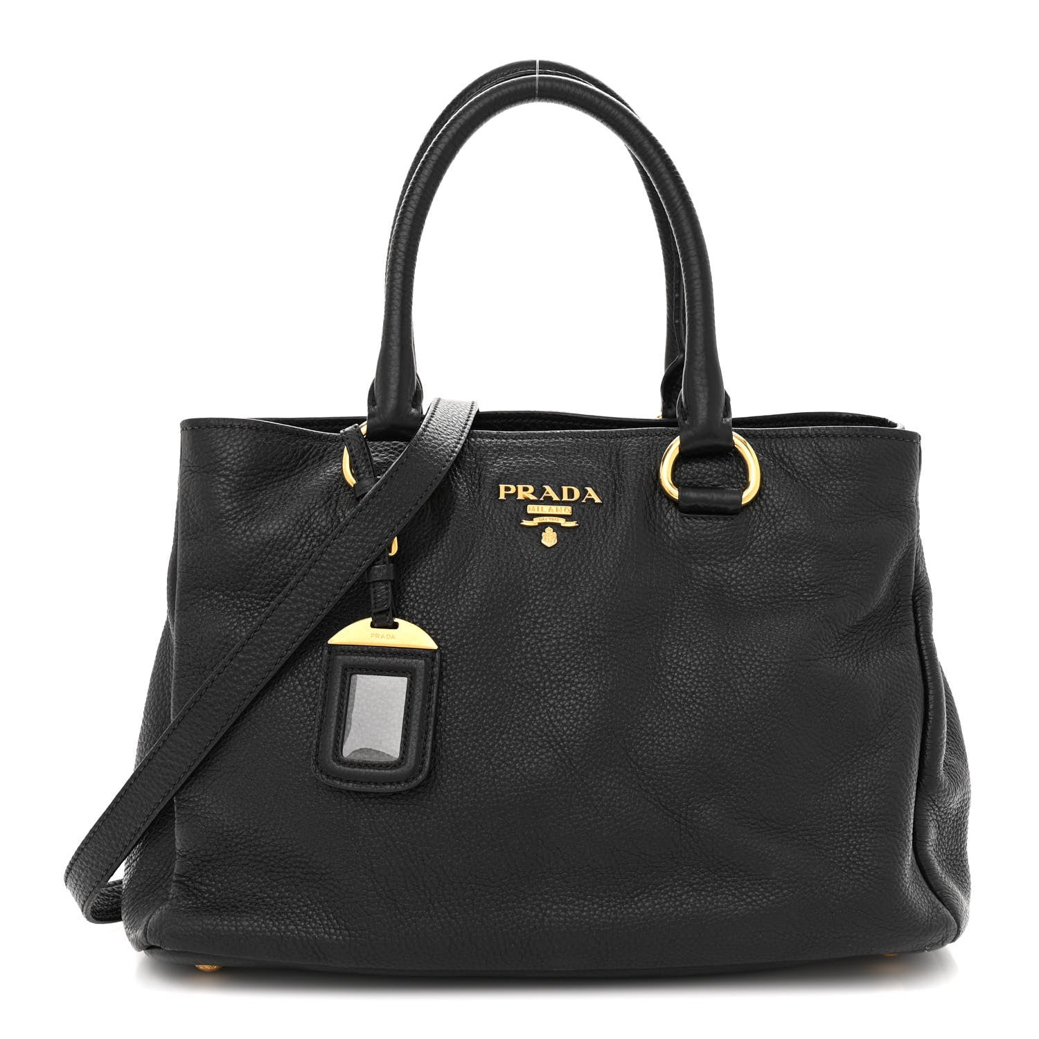 Prada Vitello Daino Tote Black 1 of 17