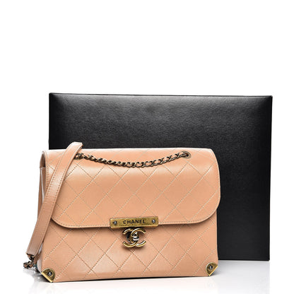 Chanel Shiny Lambskin Quilted Around The Corner Flap Beige 9 of 9