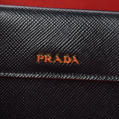 Prada Saffiano Cuir Large Double Bag Black Fuoco 6 of 12