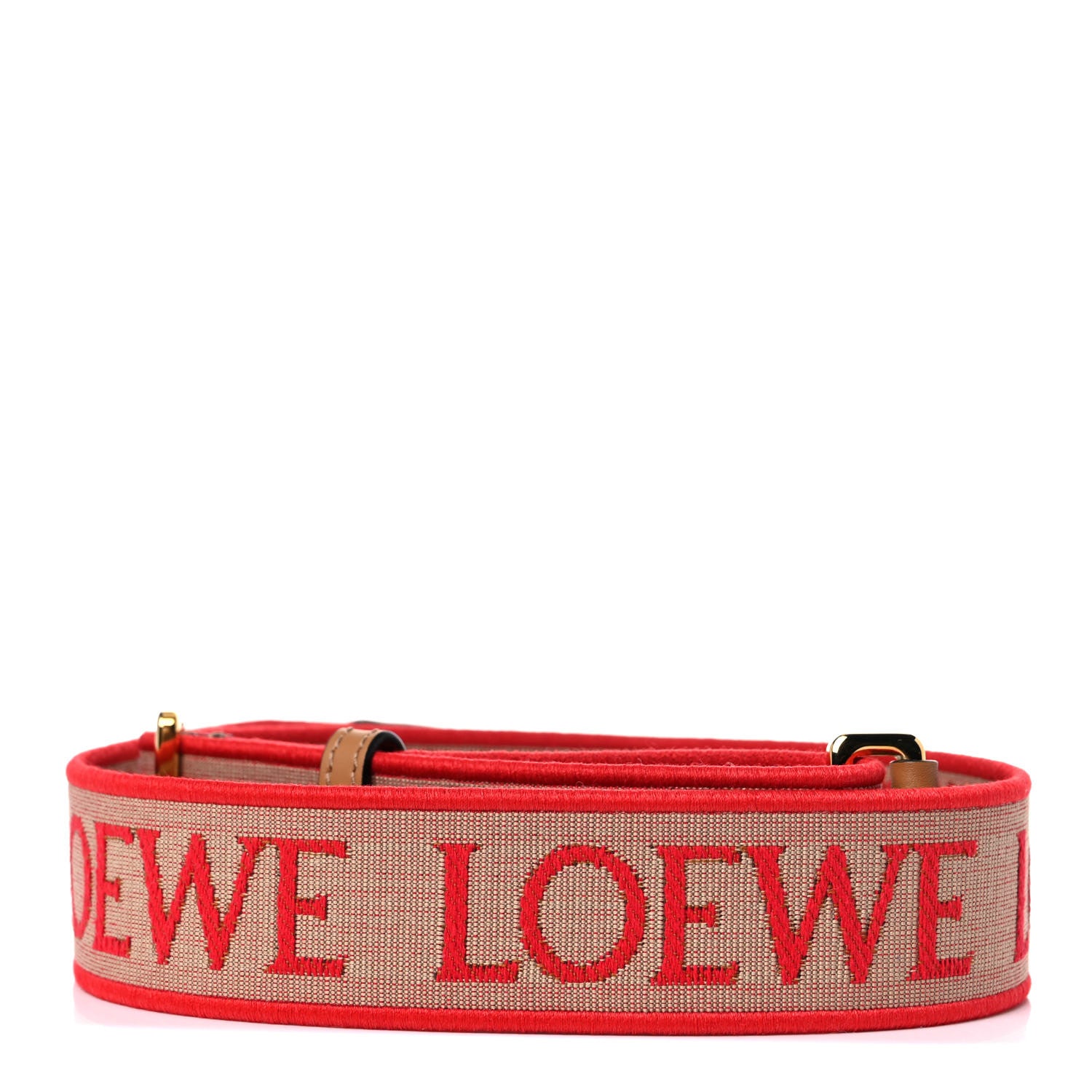 Loewe Calfskin Jacquard Anagram Strap Natural Red 2 of 5
