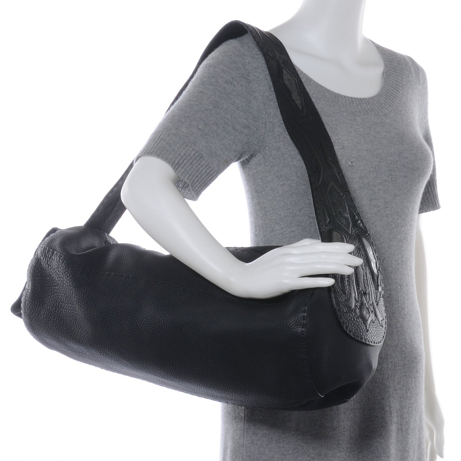 Fendi Calfskin Romano Selleria Sling Bag Black 2 of 6