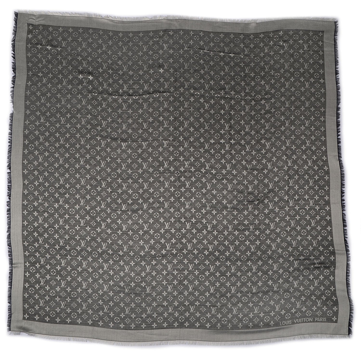 Louis Vuitton Silk Wool Monogram Denim Shawl Black 3 of 5