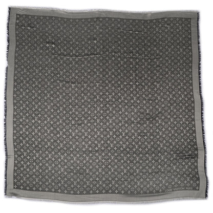 Louis Vuitton Silk Wool Monogram Denim Shawl Black 3 of 5