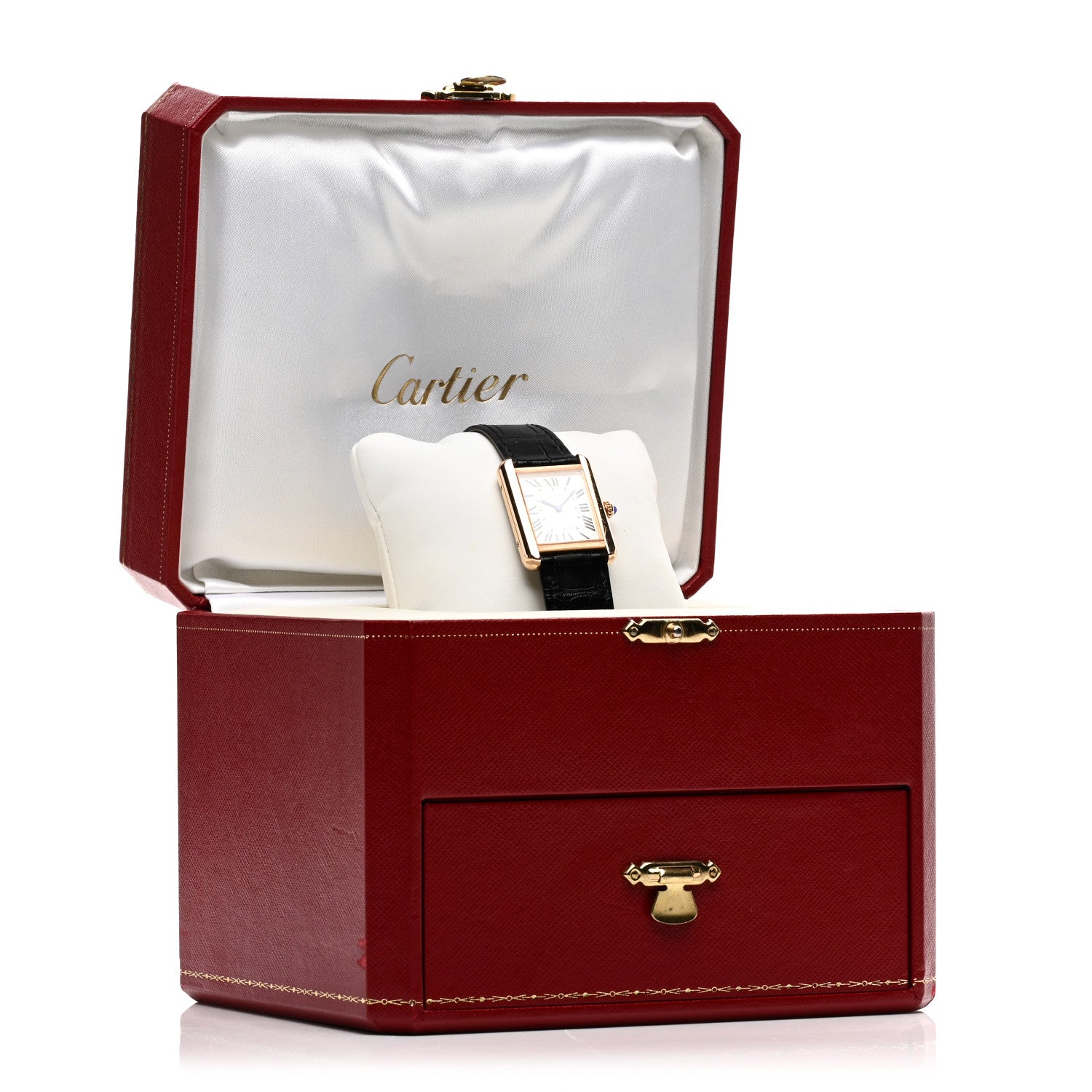 Cartier Stainless Steel 18K Pink Gold Alligator 24mm Tank Solo Quartz Watch 5 of 5