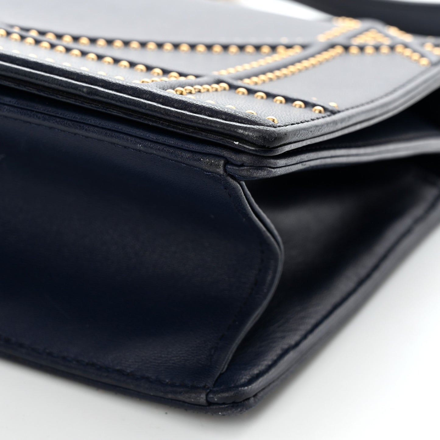 Lambskin Studded Medium Diorama Flap Bag Blue