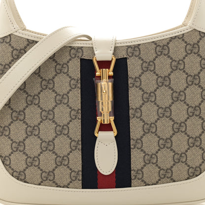 Gucci GG Supreme Monogram Azalea Calfskin Web Small Jackie 1961 Hobo Beige Ebony Mystic White 5 of 11