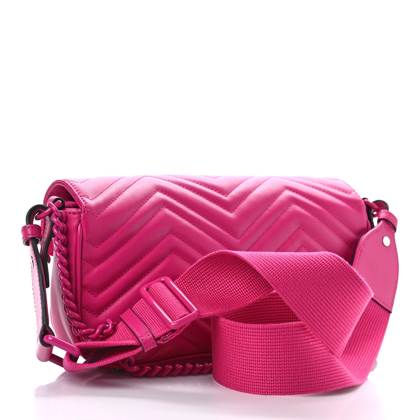 Calfskin Matelasse Monochrome GG Marmont Crossbody Shoulder Bag Classic Fuxia