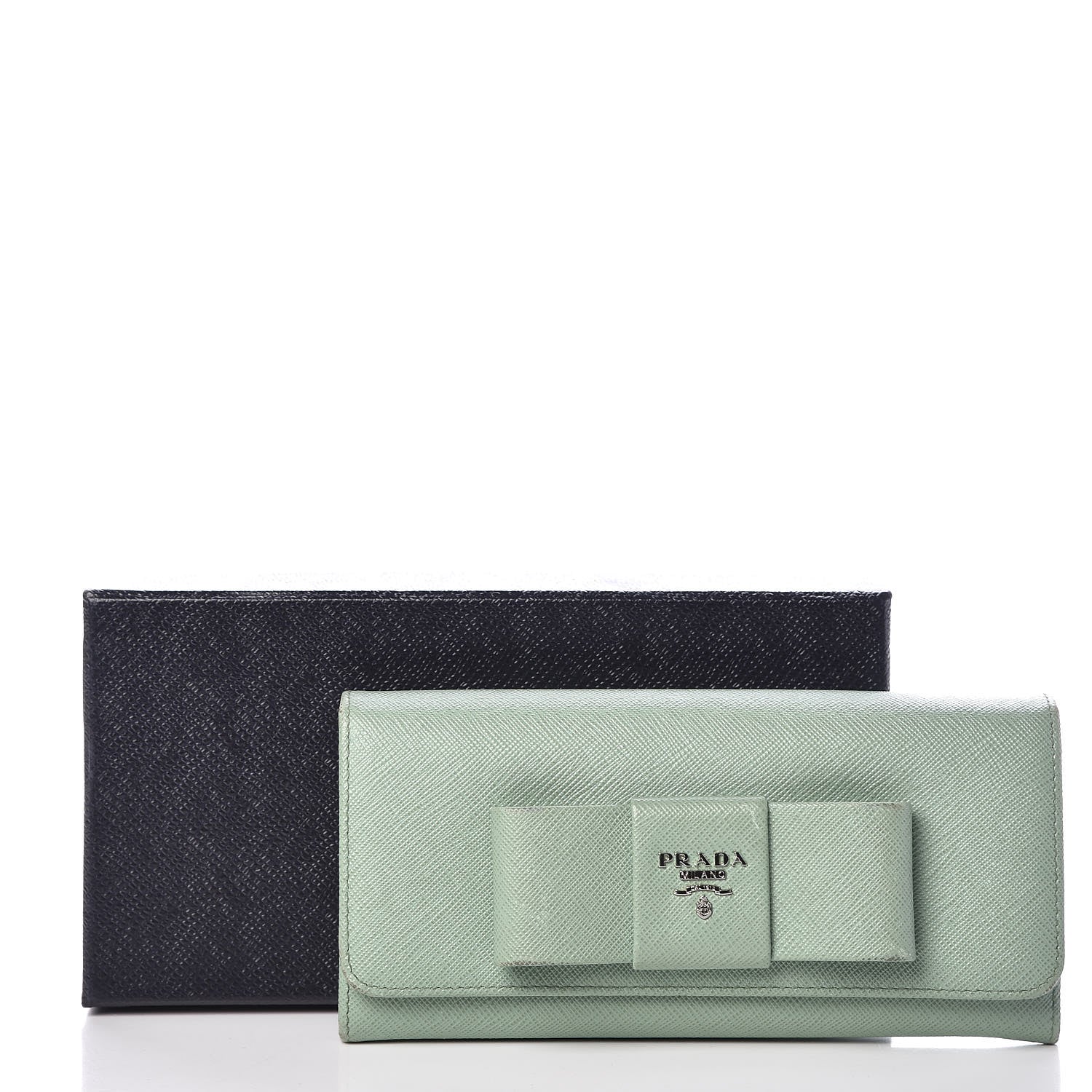 Prada Saffiano Bow Continental Wallet Acquamarina 17 of 17