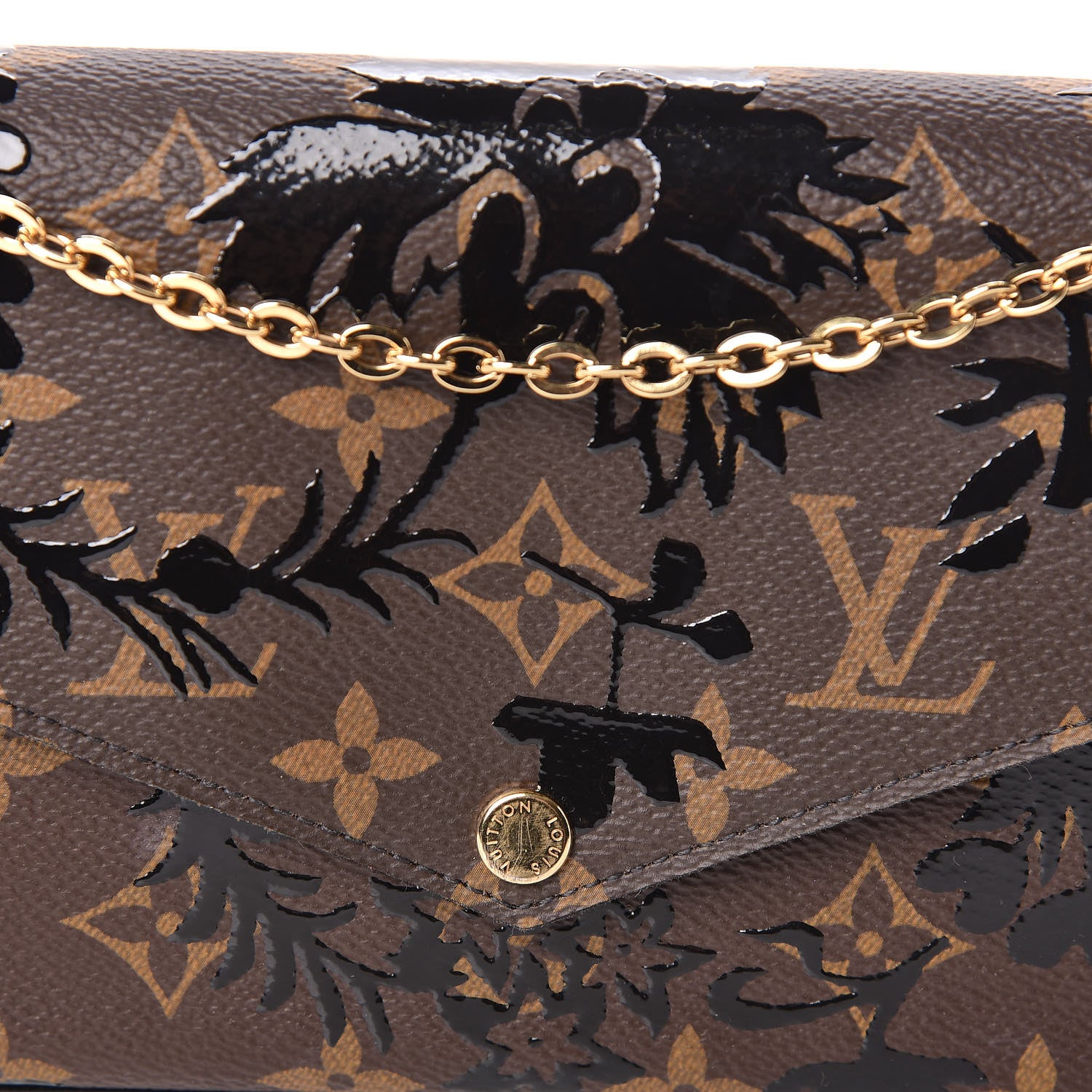 Louis Vuitton Monogram Blossom Pochette Felicie Chain Wallet Black 9 of 10