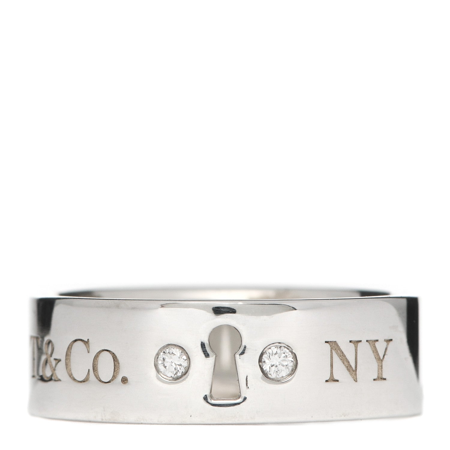 Tiffany Sterling Silver Diamond Locks Ring 51 5.75 1 of 5
