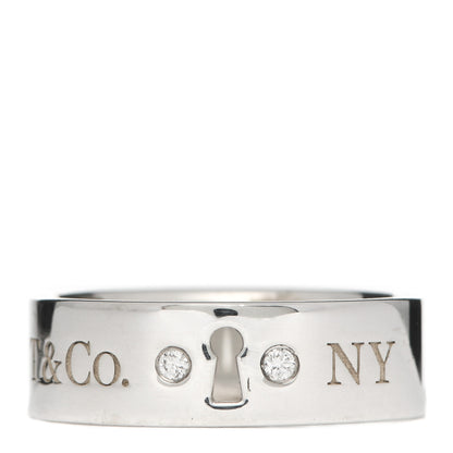 Tiffany Sterling Silver Diamond Locks Ring 51 5.75 1 of 5