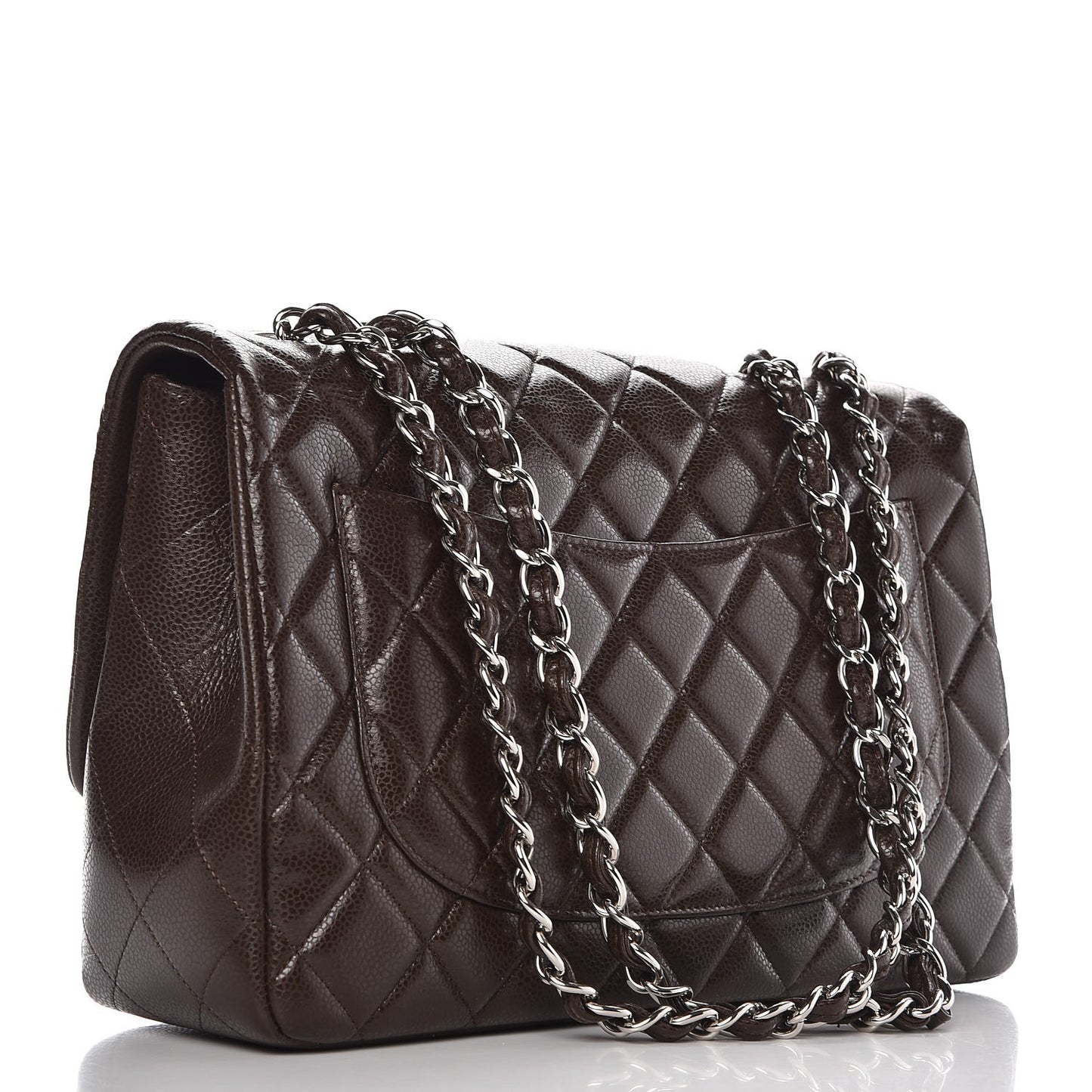 Caviar Quilted Jumbo Single Flap Dark Brown