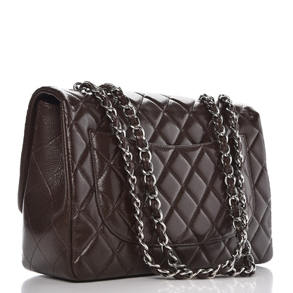 Chanel Caviar Quilted Jumbo Single Flap Dark Brown 5 of 10