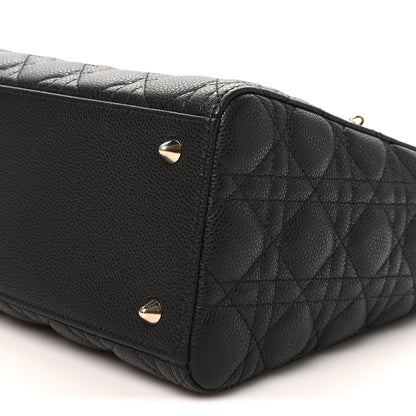 Christian Dior Grained Calfskin Cannage Medium Lady Dior Black 10 of 11