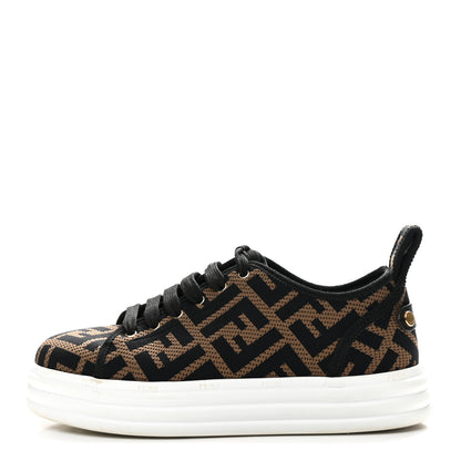 Fendi Fabric FF Micro-Perforated Rise Low Top Sneakers 36 Tobacco Black 1 of 9