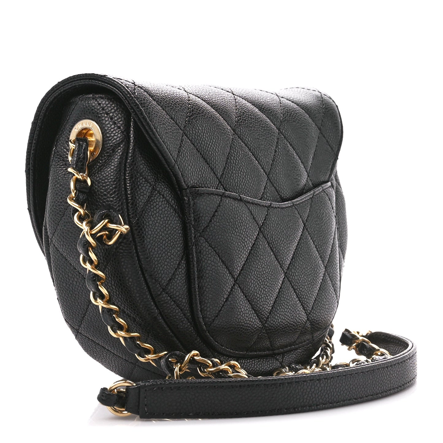 Caviar Quilted Mini Messenger Flap Black