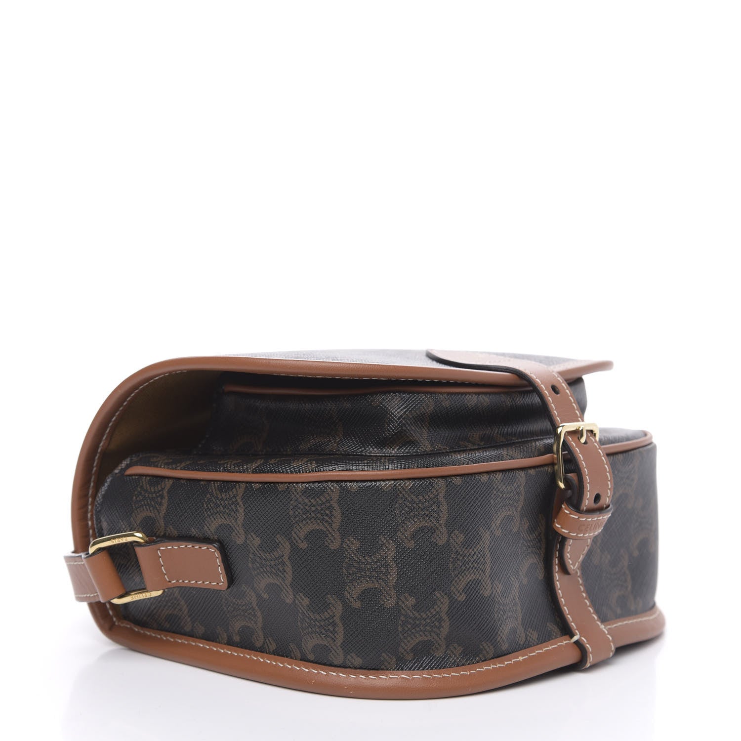 Celine Triomphe Canvas Medium Folco Bag Tan 4 of 10