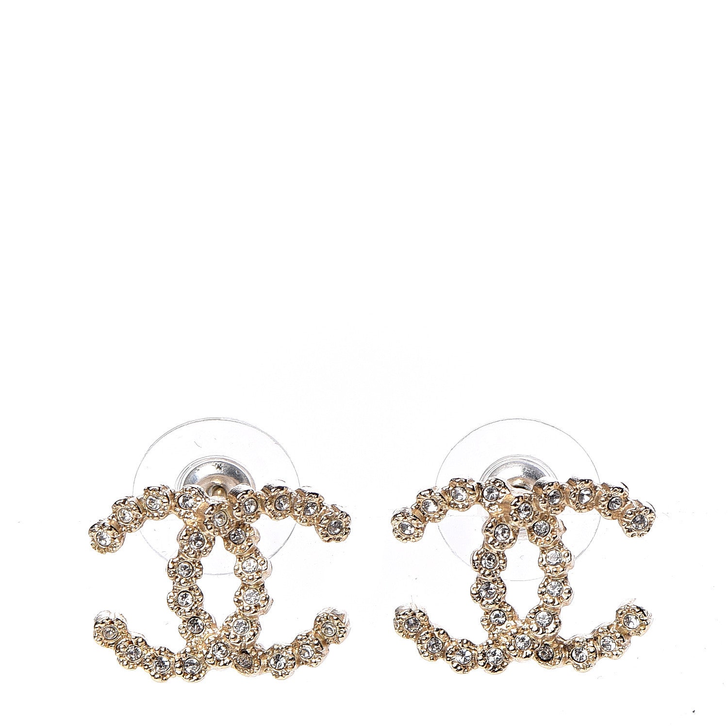 Chanel Crystal CC Earrings Gold 1 of 5