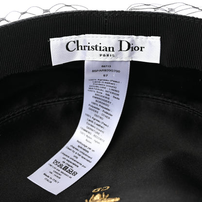 Christian Dior Lambskin Arty Beret Cap With Veil 57 Black 8 of 8