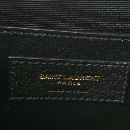 Saint Laurent Grain De Poudre Textured Mixed Matelasse Triquilt Small Monogram Satchel Dark Beige 6 of 9