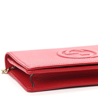 Gucci Pebbled Calfskin Soho Wallet on Chain Hibiscus Red 7 of 8