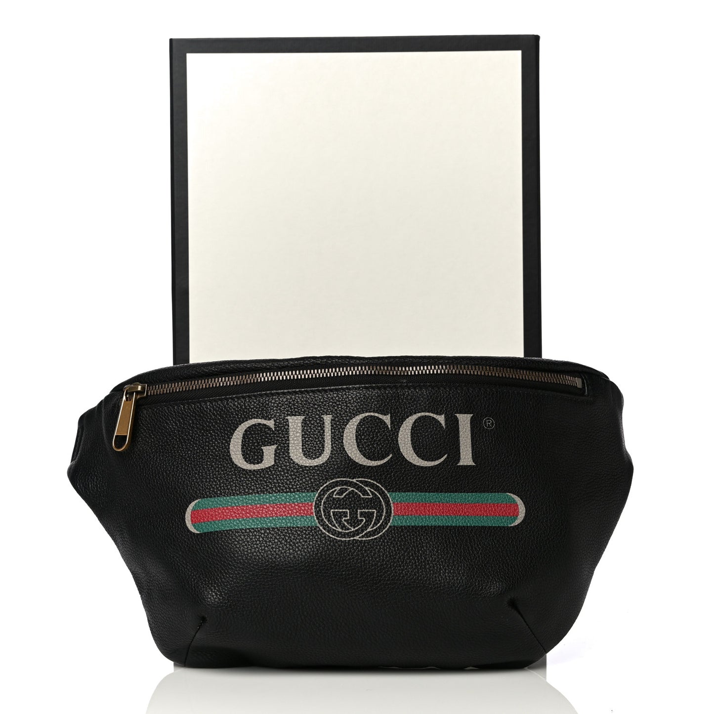Grained Calfskin Logo Belt Bag Black