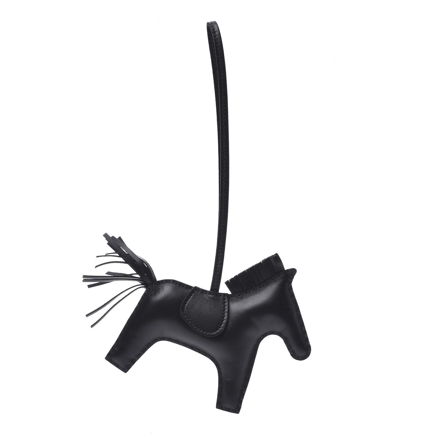 Hermes Milo Lambskin Grigri Rodeo Horse Bag Charm MM So Black 1 of 4