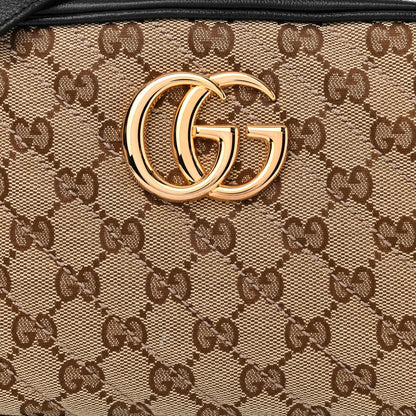 Gucci Monogram Matelasse Diagonal Small GG Marmont Chain Shoulder Bag Beige Black 8 of 10