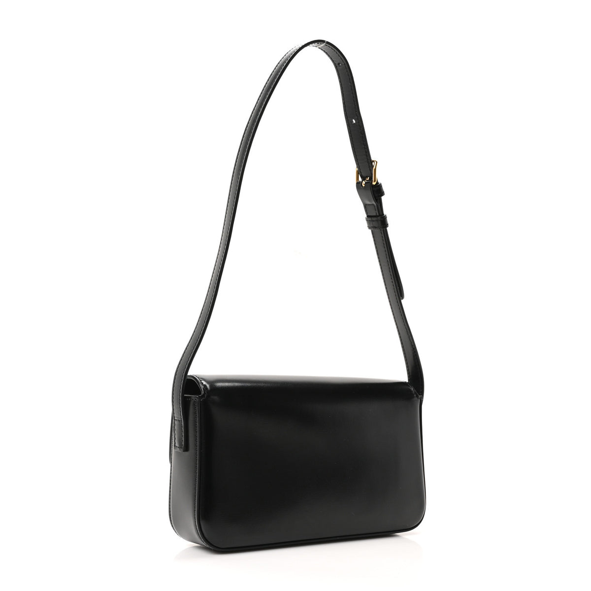 Celine Shiny Calfskin Triomphe Shoulder Bag Black 3 of 10