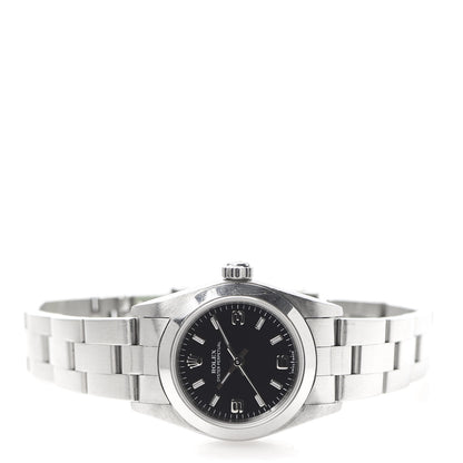 Rolex Stainless Steel 24mm Oyster Perpetual Watch Black 76080 3 of 6