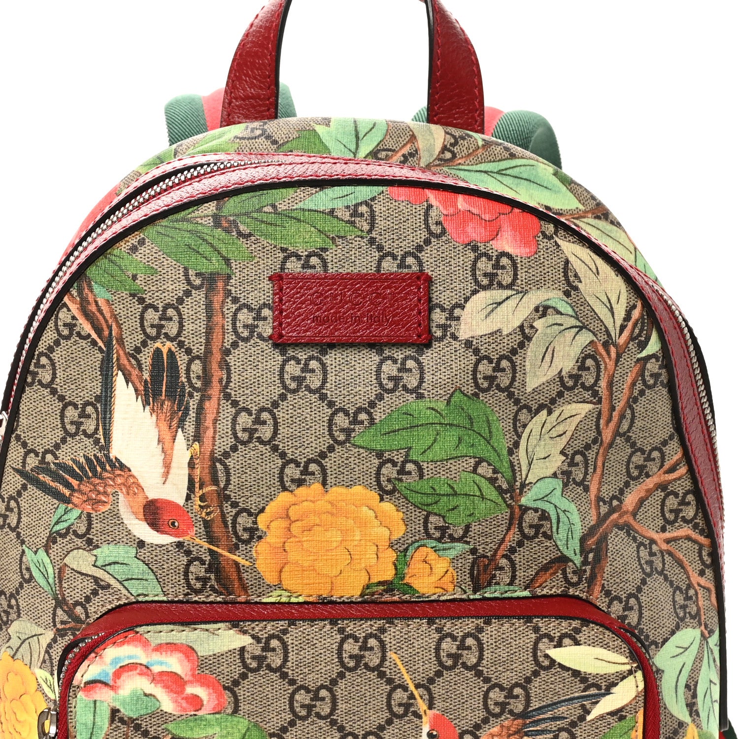 Gucci GG Supreme Monogram Tian Web Small Day Backpack Beige Multicolor Red 8 of 10