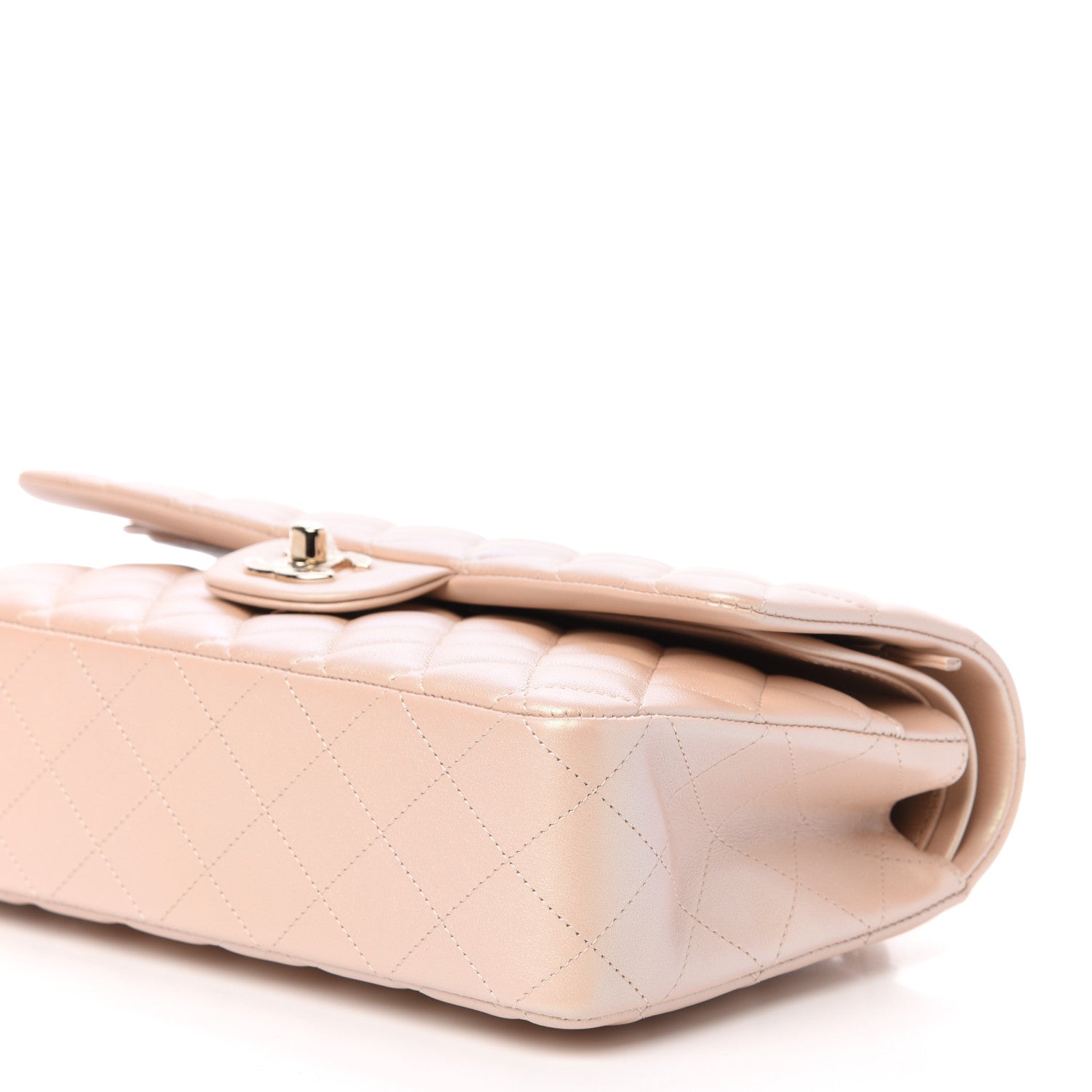 Chanel Iridescent Calfskin Quilted Medium Double Flap Beige 11 of 12