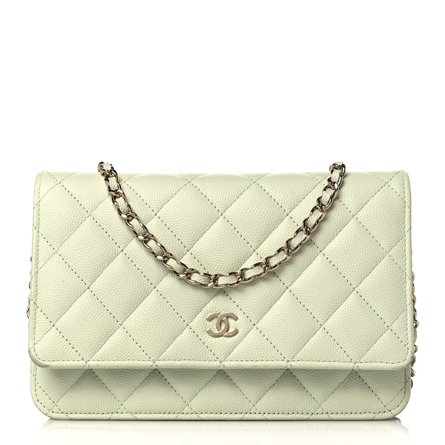 Chanel Caviar Quilted Wallet On Chain WOC Light Green 1 of 11