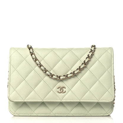 Chanel Caviar Quilted Wallet On Chain WOC Light Green 1 of 11