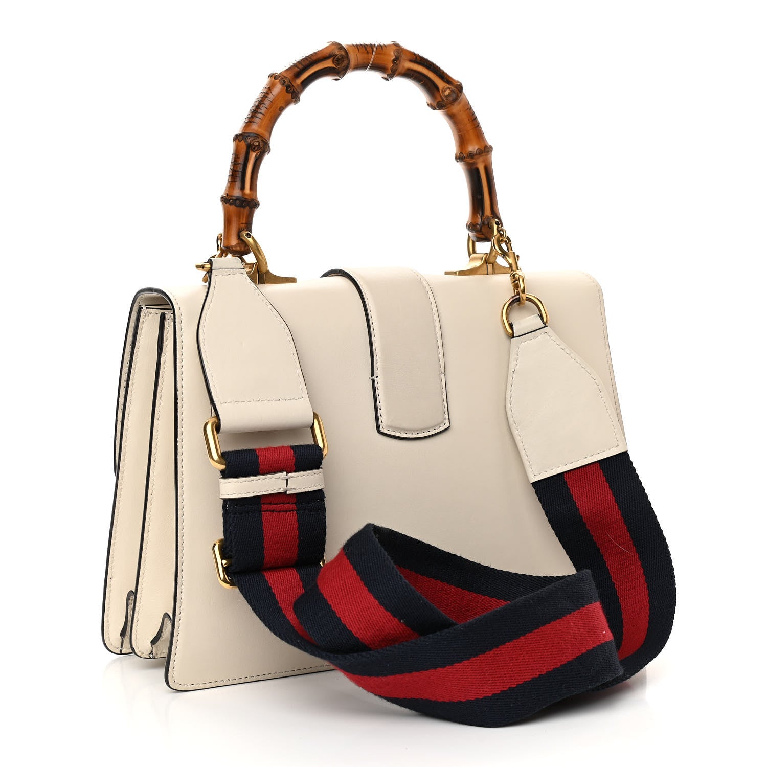 Gucci Calfskin Bamboo Web Medium Dionysus Top Handle Bag White Blue Hibiscus Red 3 of 13